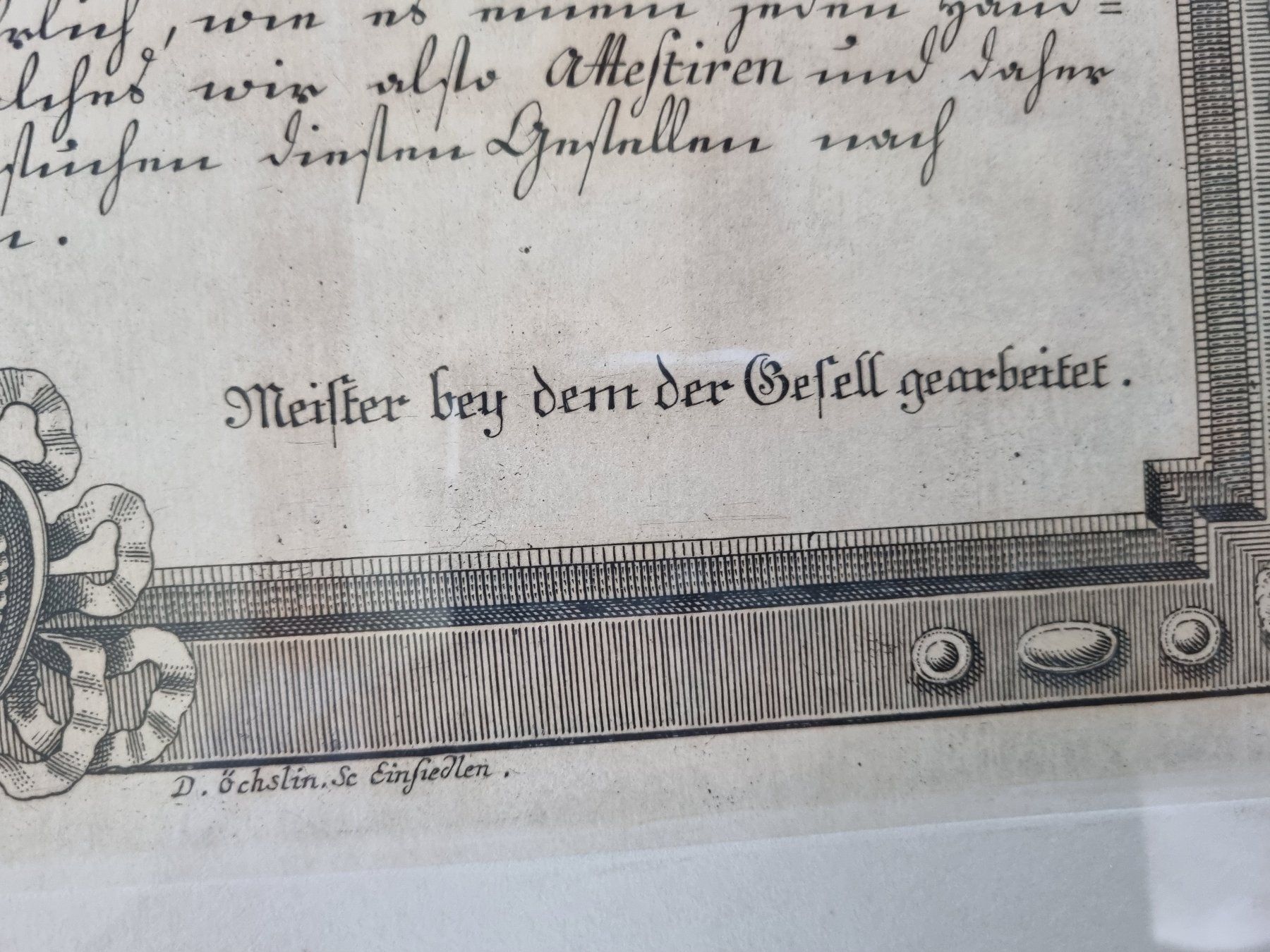 Incisioni: Alter Kupferstich Gesellenbrief Lachen 1803 Top – Usato da Trachslau venduto da bastet06 3