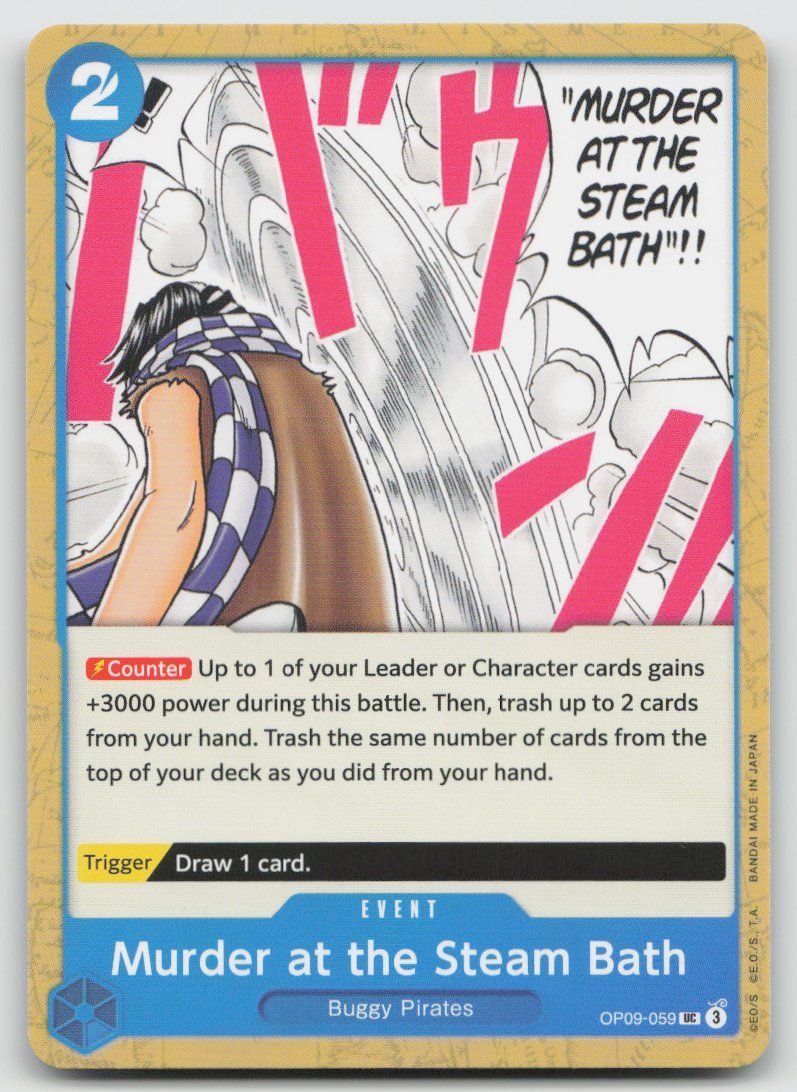 Bandai Carte collezionabili: One Piece Murder at the Steam Bath OP09-059 UC – Usato da Lugano venduto da VlaseCard