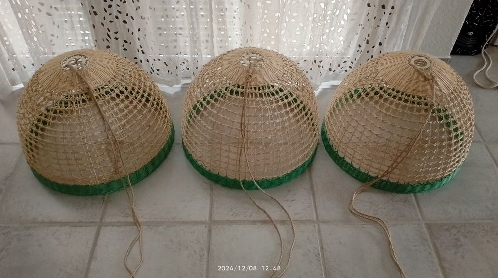 Rattan Lampenschirme Set - 3 Stück ø14,5cm Boho Style Für E14/E27 Lampen