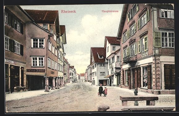 Cartoline postali: Rheineck, Hauptstrasse mit Buchbinderei  – Usato da Berlin venduto da bartko-reher