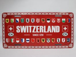 Blechschild Switzerland 1291 Kantonswappen gepr. Autonummer