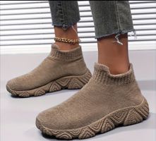 Slip-on Sneaker Sockenschuhe Fleece sand beige Damen Gr. 39