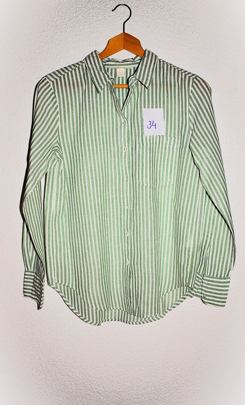 H&M Blusen: Gestreifte Bluse in Grün/Weiss, Gr. 34 – Gebraucht aus Merenschwand von tolles_2hand