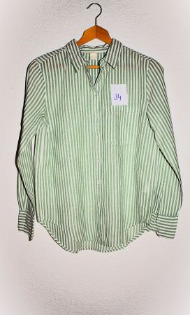 Gestreifte Bluse in Grün/Weiss, Gr. 34