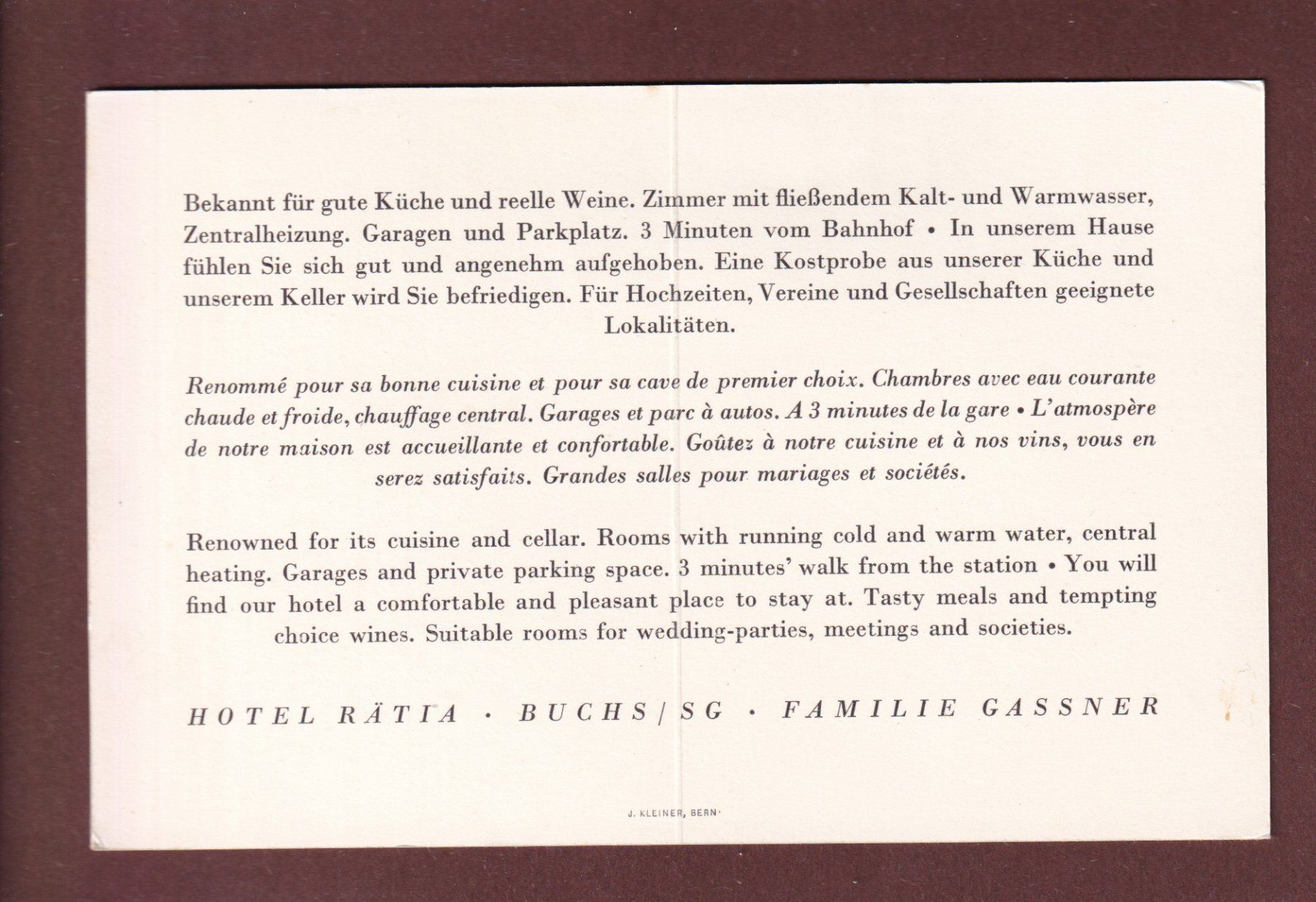 Cartoline postali: BUCHS - Hotel Rätia – Usato da Pully venduto da nicecards-shop 1