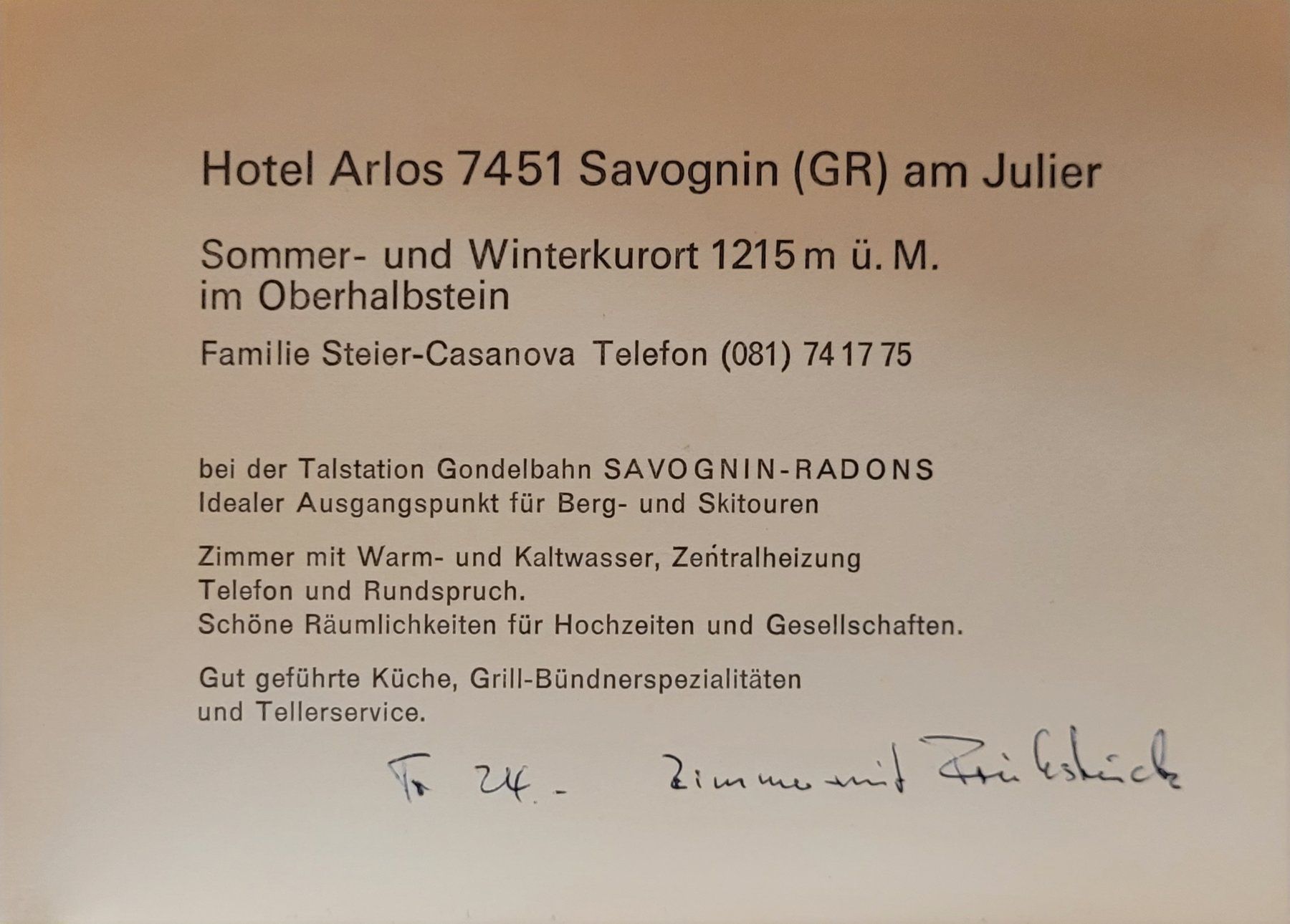 Ansichtskarten: Ansichtskarte von Savognin – Gebraucht aus Unterentfelden von Grotto5 1