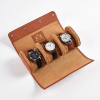 Leder-Uhrenetui, Uhrenrolle für 3 Uhren Braun für z.B. Rolex