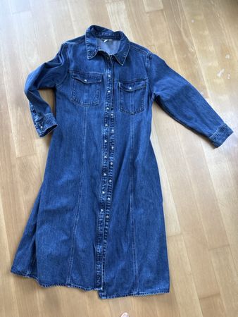 Jeanskleid H&M blau Langarm durchgeknöpft Grösse L