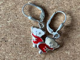 Kinderohrringli Koala rot/weiss