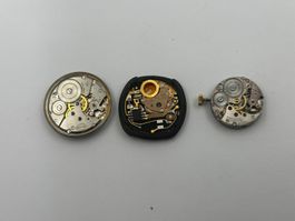 3 Uhrwerke (Omega 1243, Doxa, Marvin) Defekt