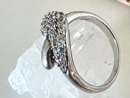 Silberring 925 im Schlangen-Design mit Zirkonia Besatz G56