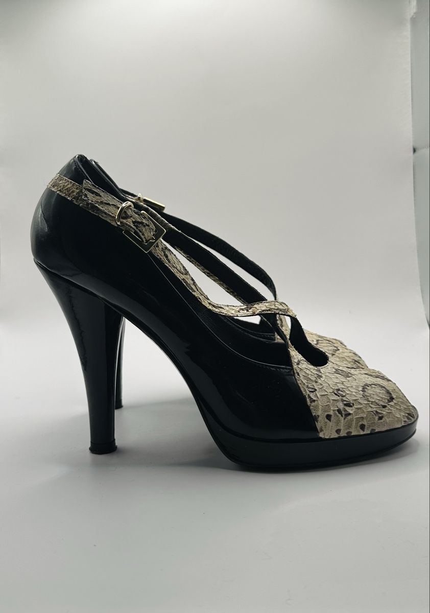 Borbonese Scarpe da donna: Borbonese High Heels Schwarz Beige Snake Print – Usato da Biel/Bienne venduto da sec_2llb 2