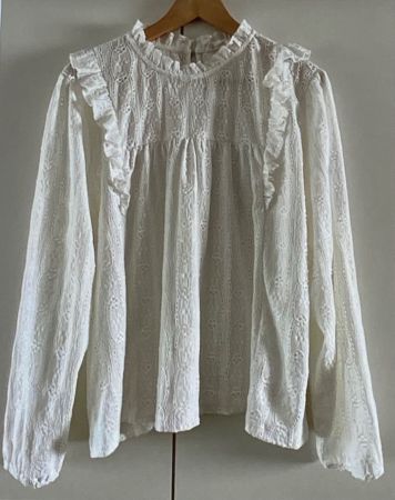 MAISON 123 Blouse dentelle blanche XL portée 1x