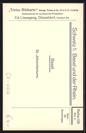 Cartes postales: AK Basel, Partie am St. Johanntorturm – D'occasion à Berlin par bartko-reher 1