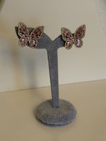 Schmuck Schmetterling Ohrstecker goldfarben mit rosa Kristal