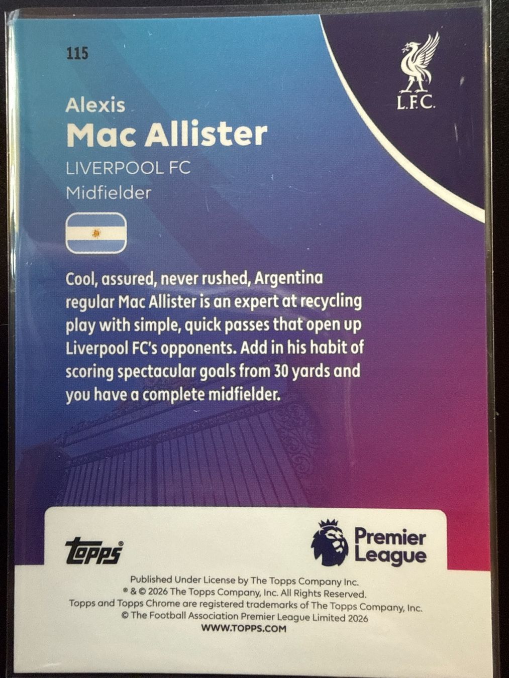 Topps Carte collezionabili: Topps Chrome PL 25/26 - Mac Allister - LFC - numbered /250 – Nuovo (secondo la descrizione) da Cheyres venduto da KeK04 1