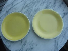Rössler Dessertteller gelb  zwei Stk. Vintage