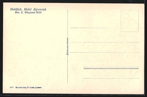 Cartoline postali: Hohfluh, Hotel Alpenruh E. Wiegand-Willi – Usato da Berlin venduto da bartko-reher 1