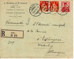 R - Brief Orbe 1914 nach Deutschland