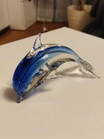 Glasfigur Delfin blau transparent