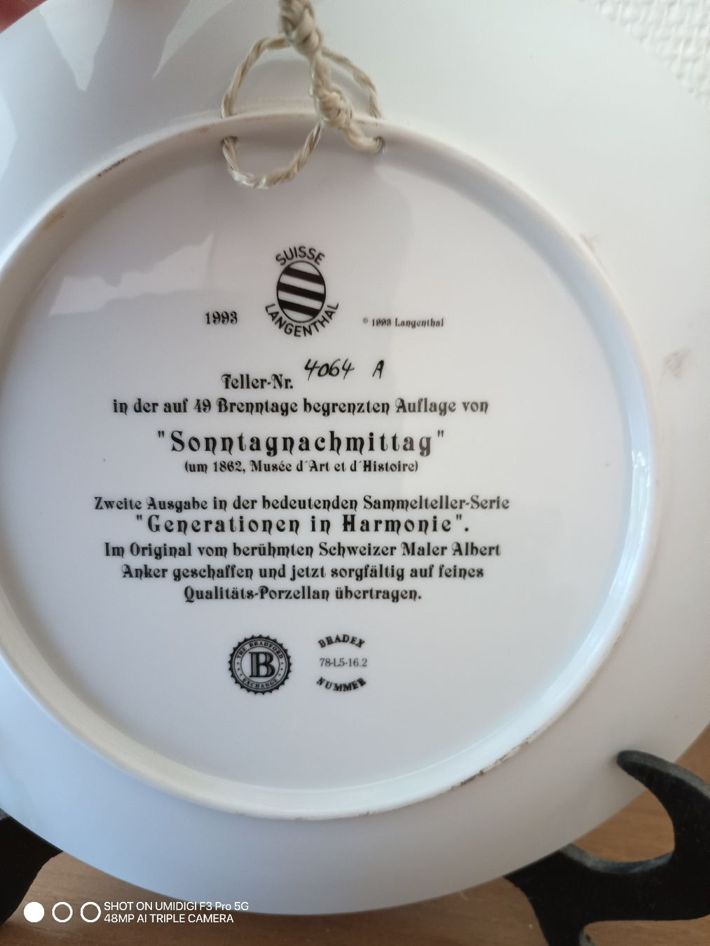 Piatti: Anker Sammelteller "Sonntagnachmittag", Langenthal – Usato da Aarwangen venduto da to-hirschi 1