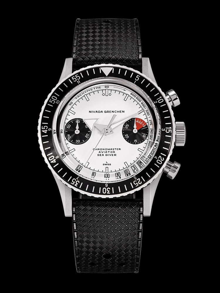 Nivada Orologi: NIVADA Grenchen Chronomaster "White Panda" Chro, Fr.2’150.- – Nuovo e nell'imballaggio originale da Le Mont-sur-Lausanne venduto da LycaGallery