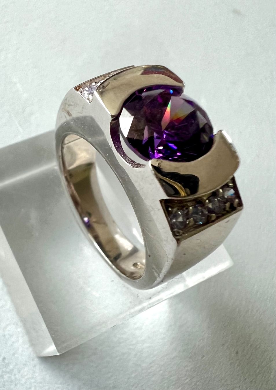 Anelli: Statementring Silber 925 mit grossem Ametrin und Zirkonia – Usato da Ruswil venduto da artbyhand 2