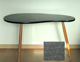 Table basse virgule vintage, bois et formica, 1950s
