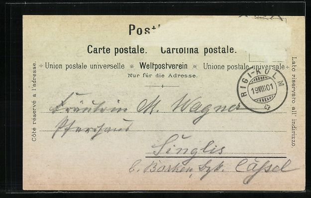 Cartoline postali: Mondschein-Lithographie Rigi, Ortsansich – Usato da Berlin venduto da bartko-reher 1