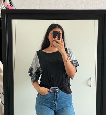 Top noir et gris à manches courtes zara