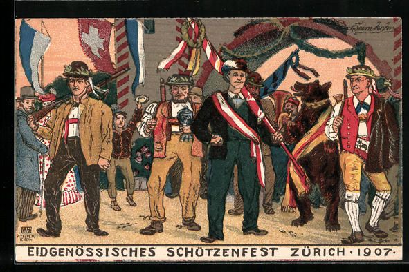 Cartoline postali: Zürich, Eidgenössisches Schützenfest  – Usato da Berlin venduto da bartko-reher