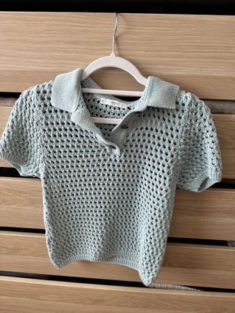 Mango net/crochet polo shirt M