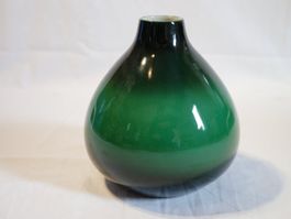 Green ceramic vase bulbous shape glossy glaze vintage