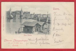 LUZERN NEUE BRÜCKE, STENOGRAPHENFEST 1900, STEMPEL!
