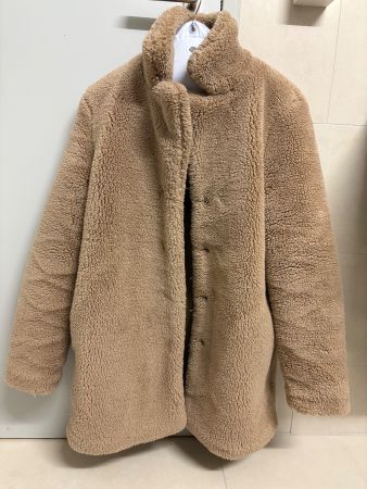 Warme Teddyfell Jacke in Beige Grösse S