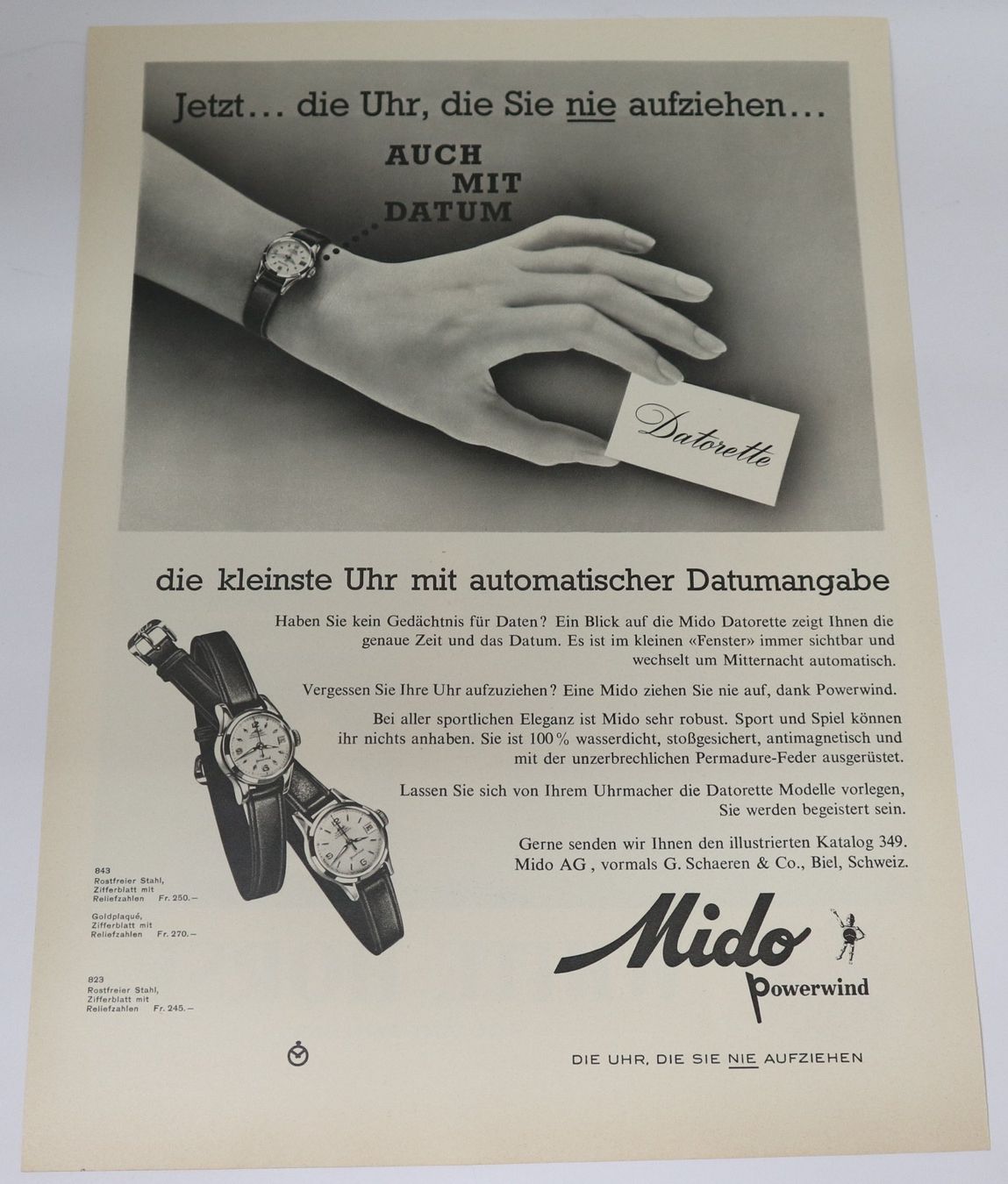Poster & Bilder: Alte Werbung White Horse, Mido Powerwind Uhr – Gebraucht aus Eschenbach SG von Astalavista 1