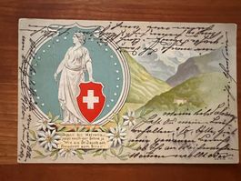 Postkarte Präge-Litho Heil dir Helvetia 1902  (P572)