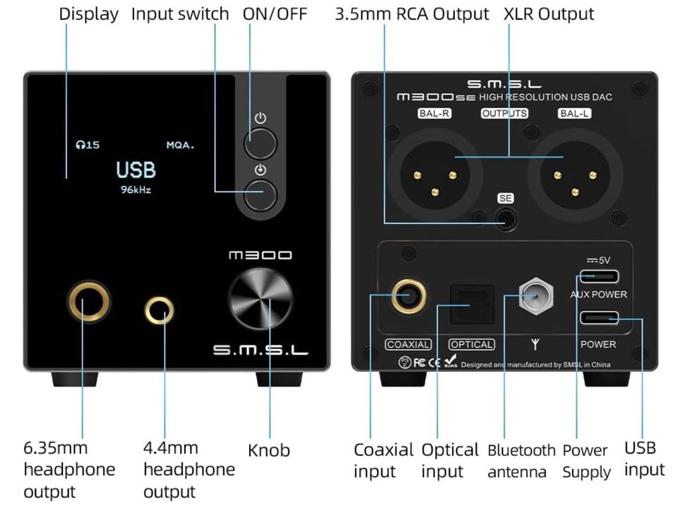 SMSL M300SE(Upgraded),Zwei CS43131 Chip MQA Audio D Produktbild-Vorschau 4
