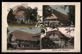AK Rubigen, Einschlag, Fachwerkhaus, Gasthof
