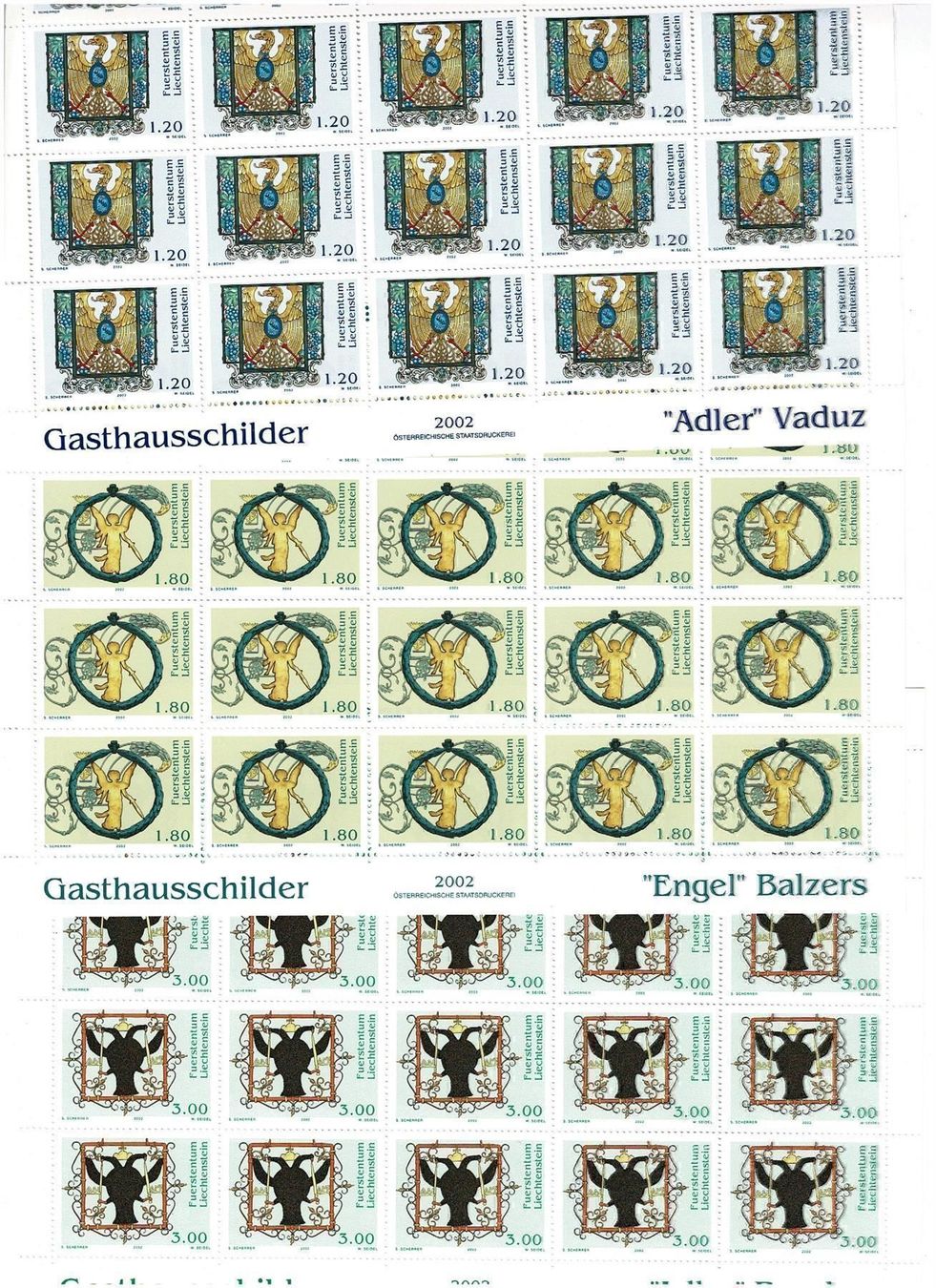 Alle Briefmarken: Gasthausschilder 2002 3KB ** – Neu und originalverpackt aus Lausanne von Whorvath