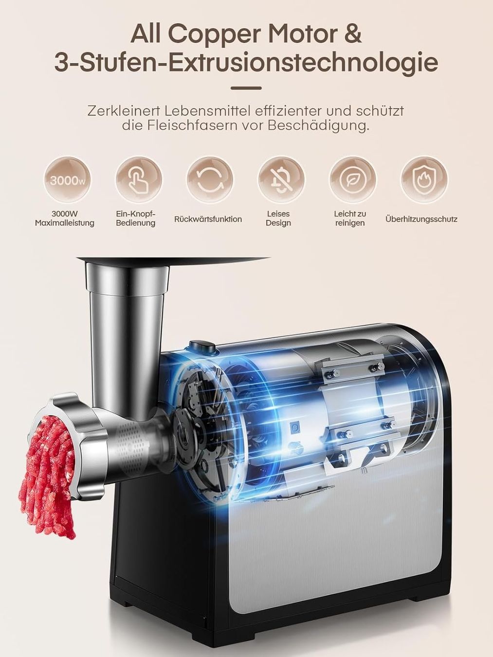 Elettrodomestici da cucina: Fleischwolf 3in1 Wurstfüller Edelstahl-Schleifplatten – Nuovo e nell'imballaggio originale da St. Gallen venduto da sch_zsz7 3
