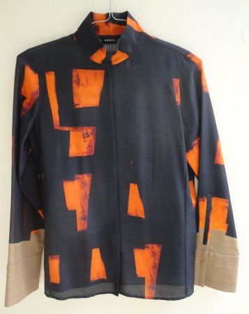 AKRIS Seide/Wolle Damen-Bluse m.Stehkragen Langarm Gr.38 (D)