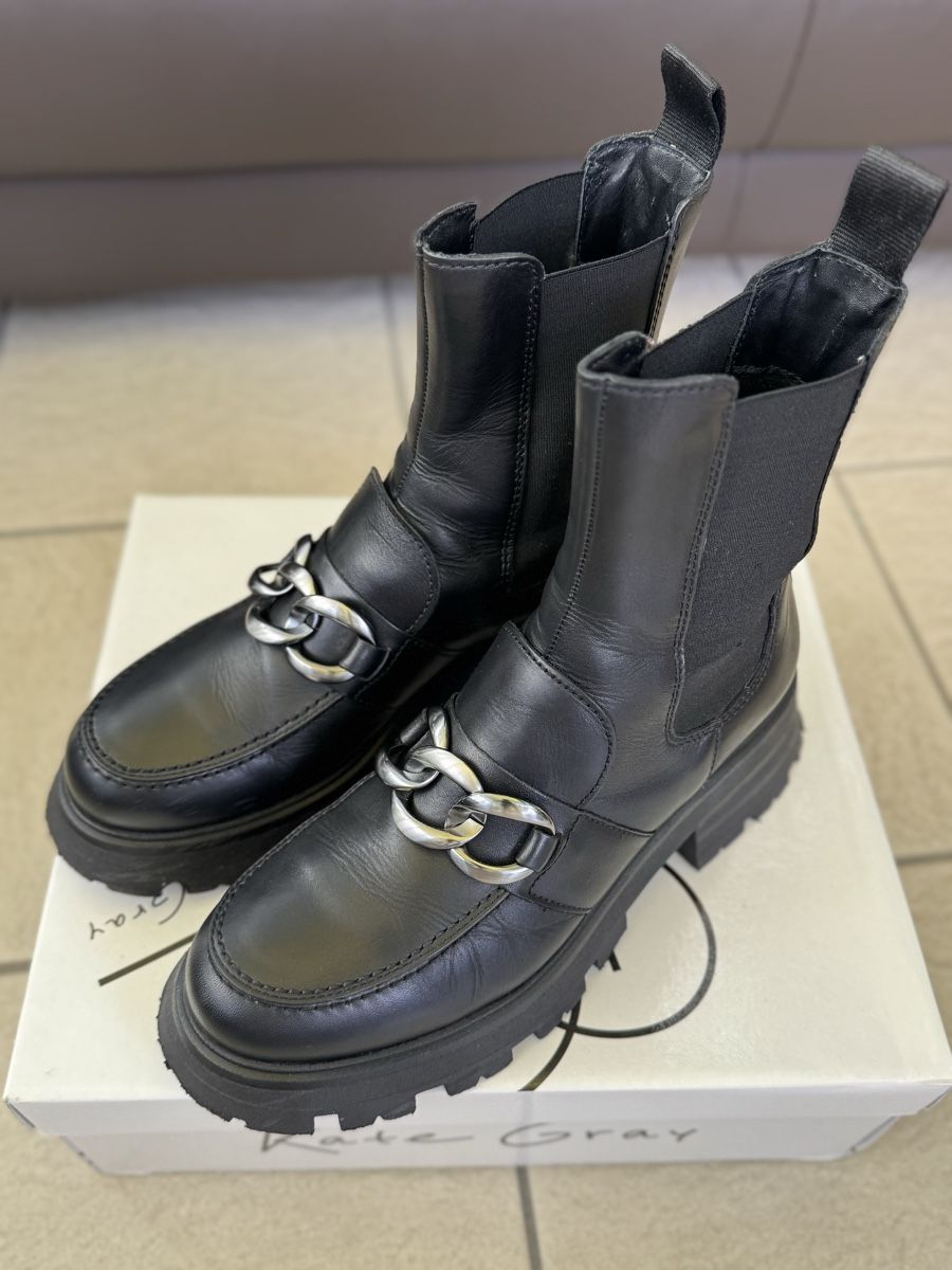 Damenschuhe: Kate Gray Black Leather Boots, Size 40 – Neu (gemäss Beschreibung) aus Andelfingen von len_hc8f 5