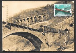 Maximumkarte 329 Südrampe Gotthardbahn ET Giornico 27.2.1957