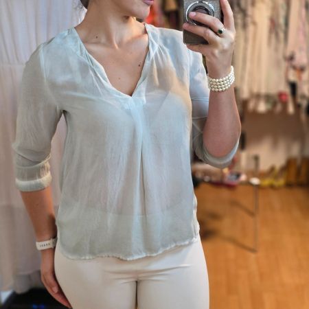 100% Seide transparente Bluse Gr. S/M Nile Essentials
