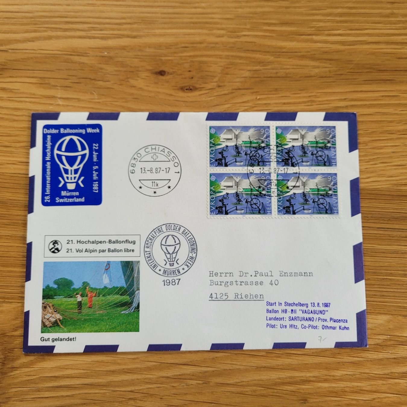 Tous les timbres: Ballon Schweiz 1987 Chiasso – D'occasion à Biel/Bienne par Destockweb