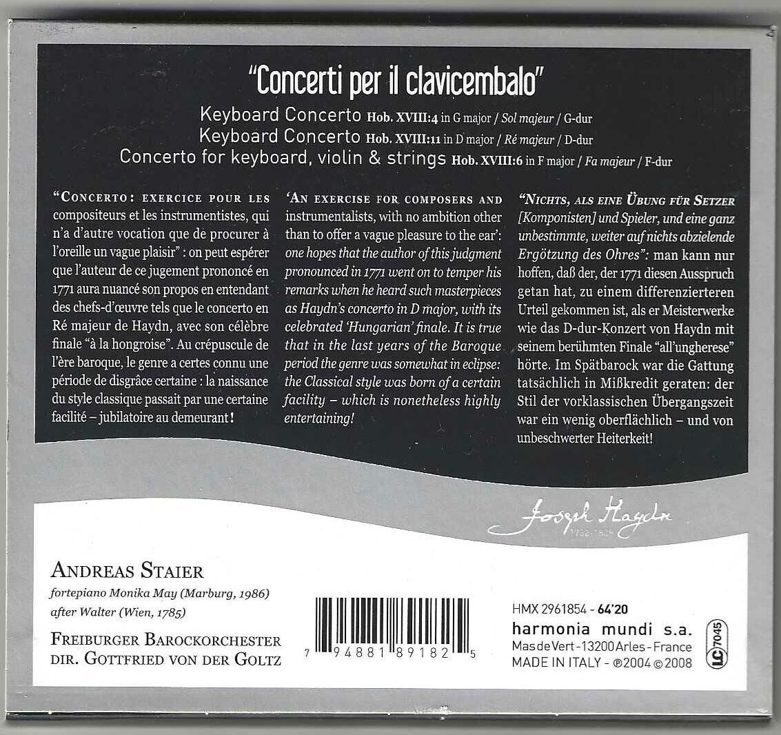 CD: Haydn / Andreas Staier - Keyboard Concertos – Usato da Genève venduto da CDLPBookS 1