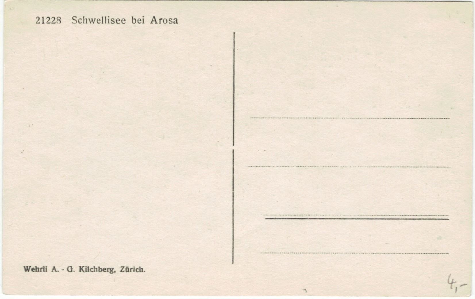 Cartoline postali: GR 253 Schwellisee bei Arosa – Nuovo (secondo la descrizione) da Fribourg venduto da philafri 1