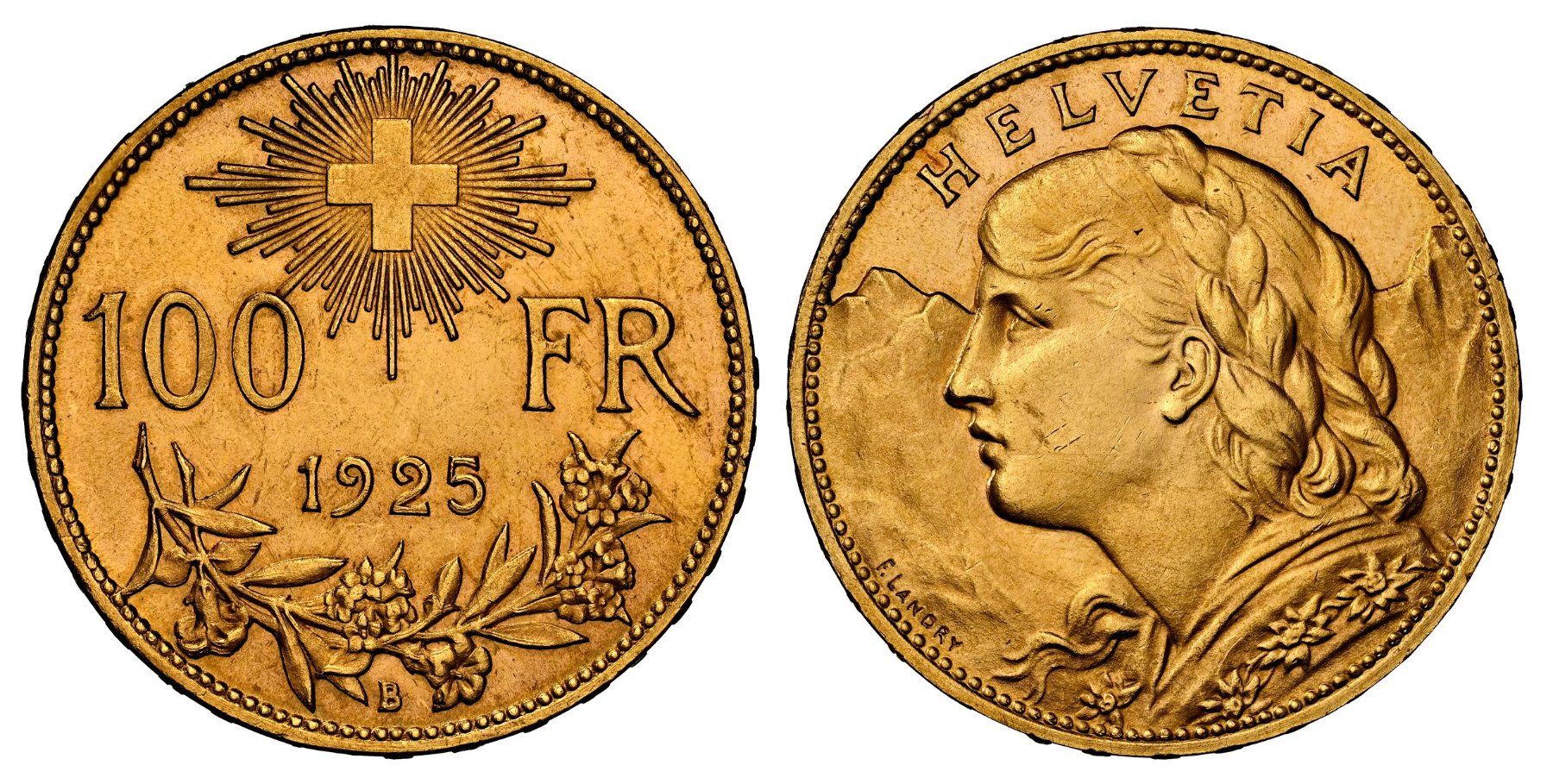 Alle Münzen: Schweiz 1925 100 Franken NGC MS 63 – Gebraucht aus Bern von numismatictops