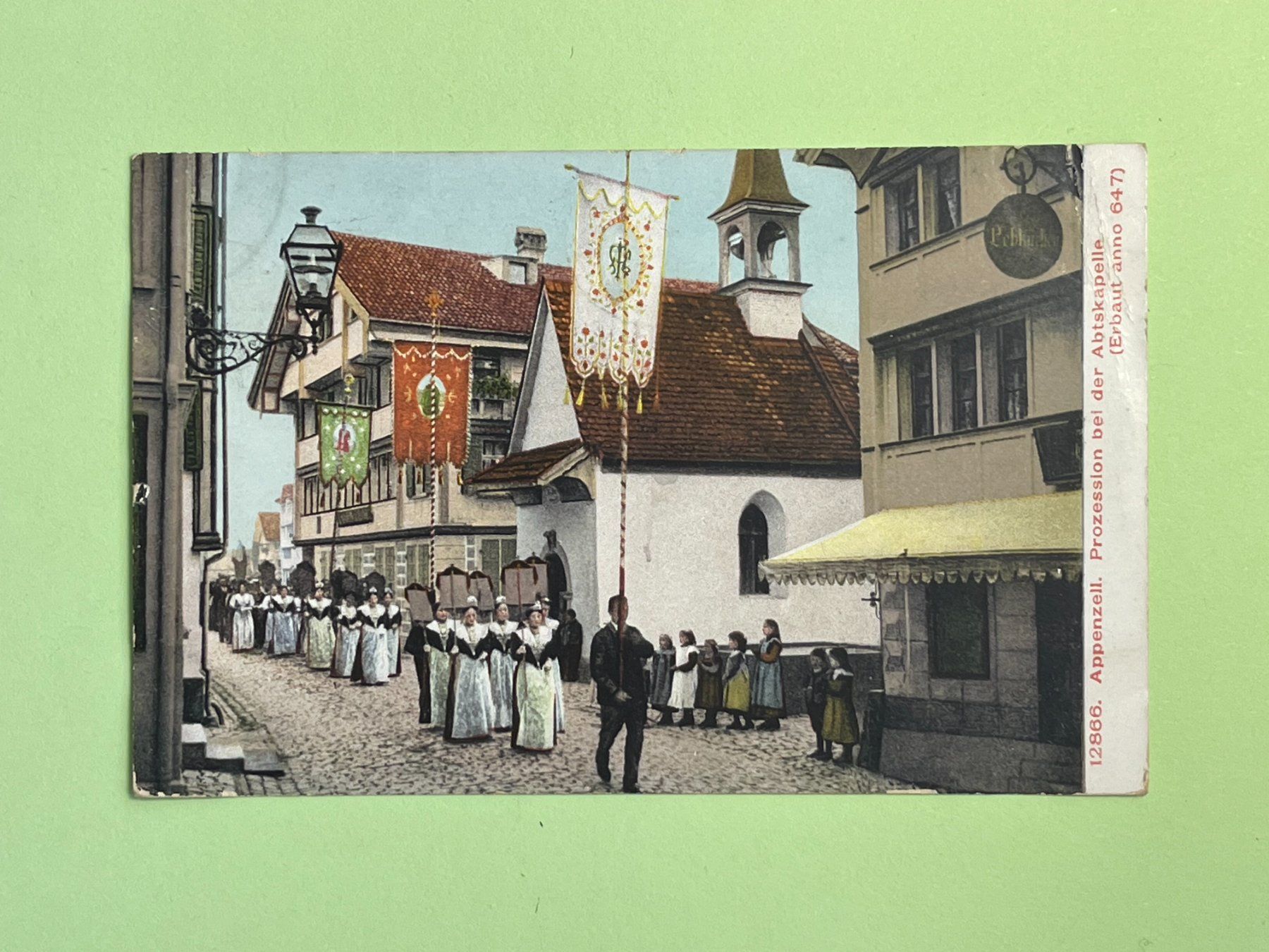 Ansichtskarten: Appenzell, Prozession bei der Abtskapelle - 1908 – Gebraucht aus Steg VS von danwer74